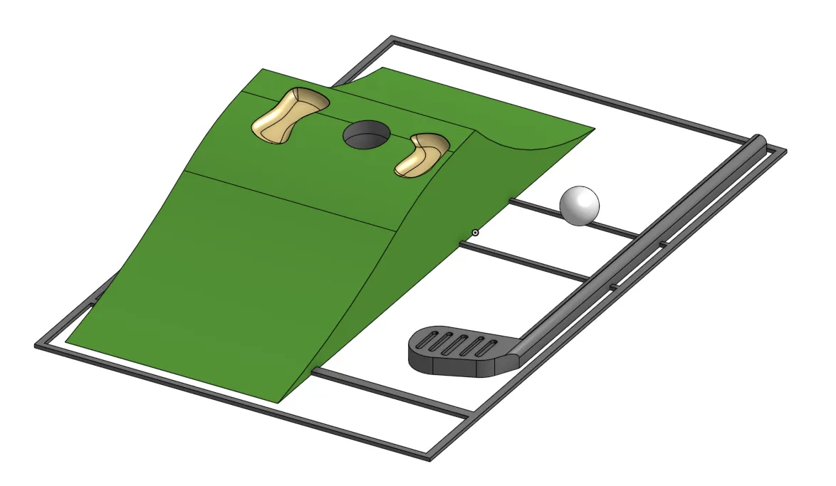 Bộ thẻ mini-golf poly thấp với sân chơi đảo ngược