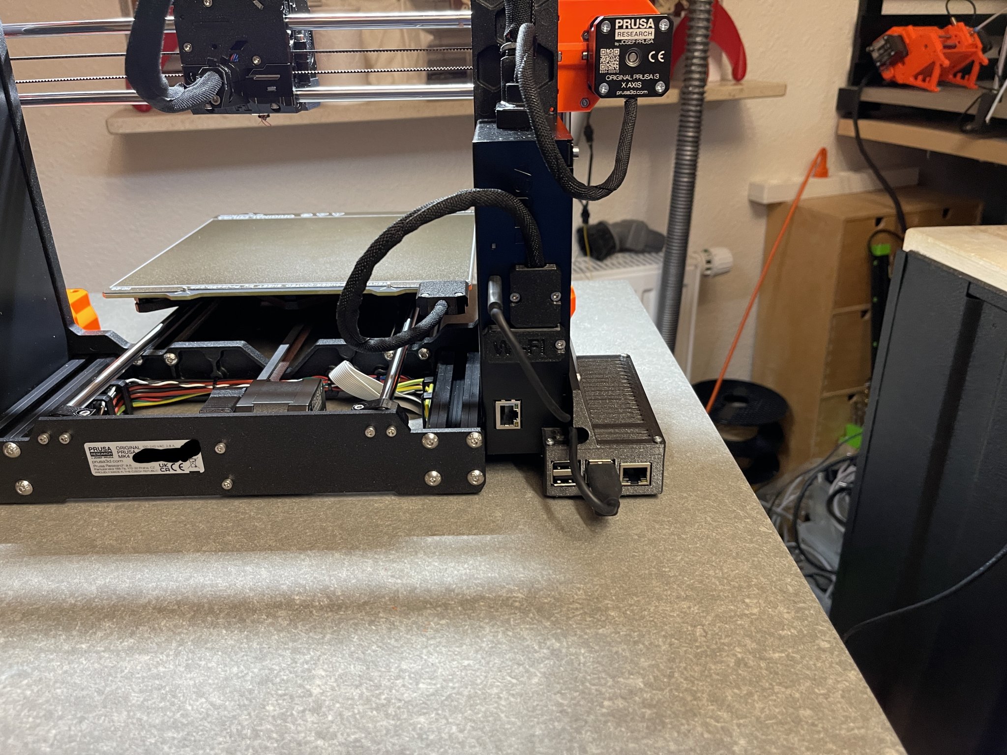 Tủ Raspberry Pi cho Prusa MK4 với bộ chuyển đổi DC