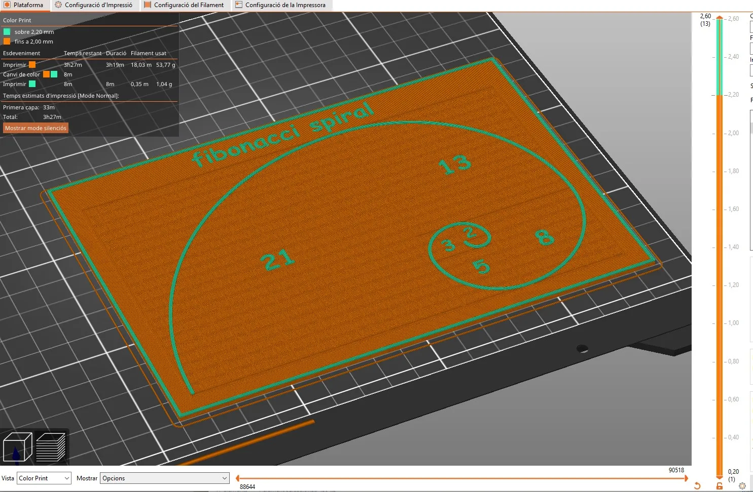 Mô hình xoắn ốc Fibonacci bằng nhựa PLA