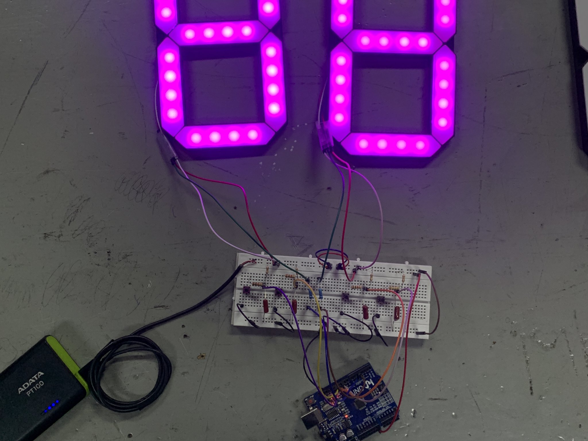 Mô hình số 7 đoạn với đèn LED bên trong