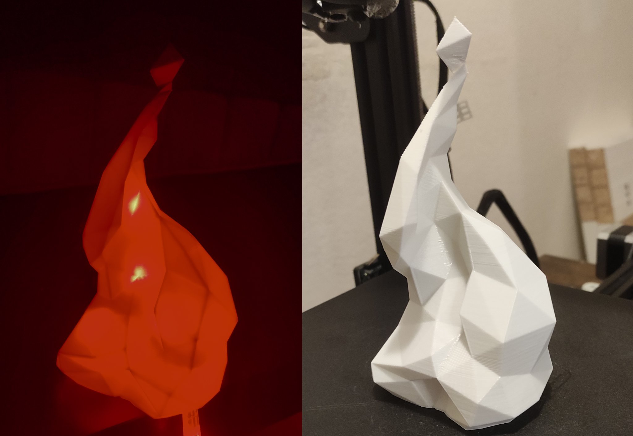 Vỏ đèn LED hình ngọn lửa phong cách low poly