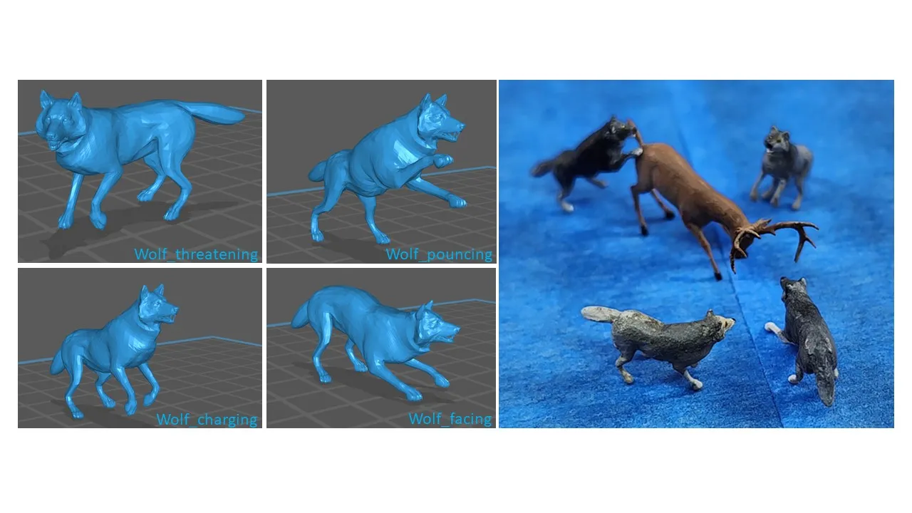 4 con sói săn mồi cho mô hình diorama