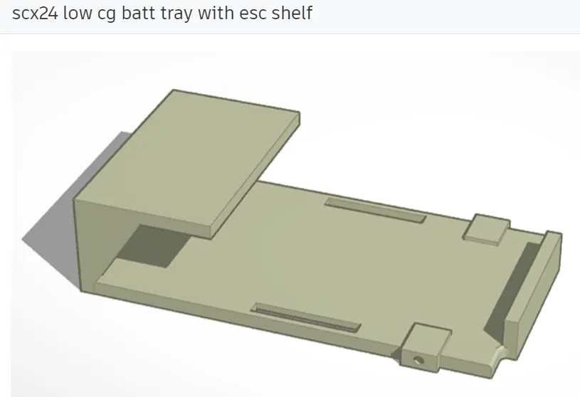 Khay pin scx24 low cg với giá đỡ esc cho động cơ furitek