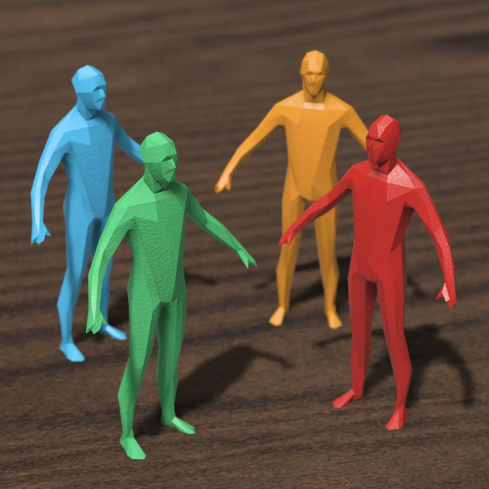 Nhân vật người thấp poly với và không có đế