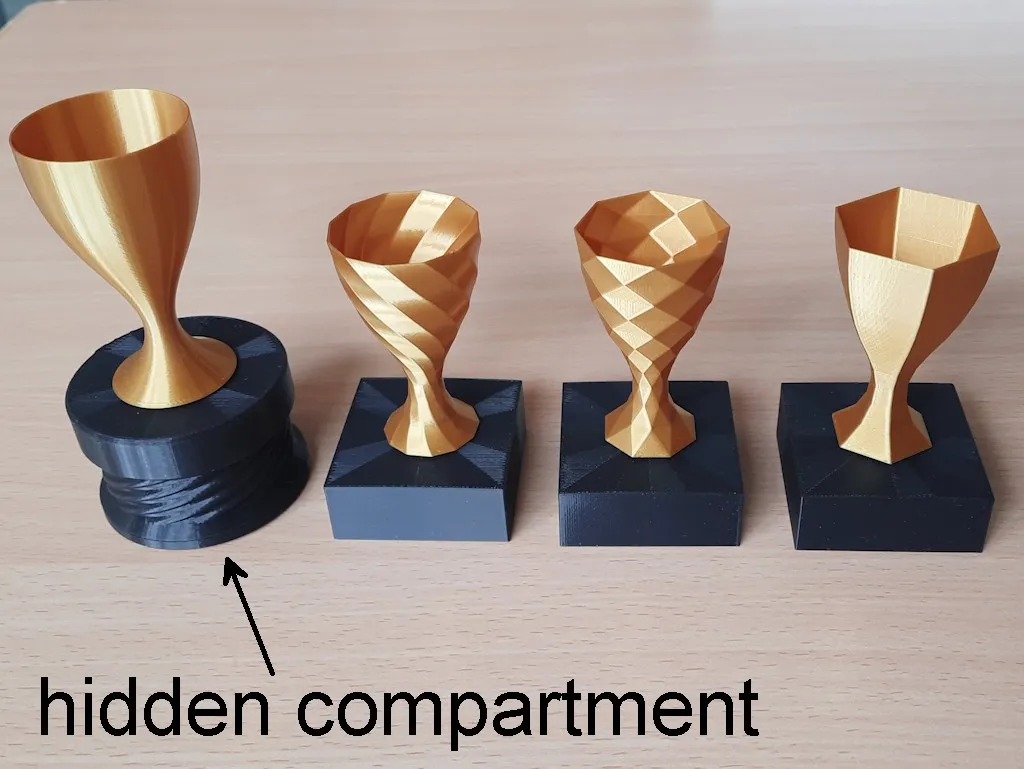 Cúp nhỏ phong cách tối giản với đế và ngăn bí mật