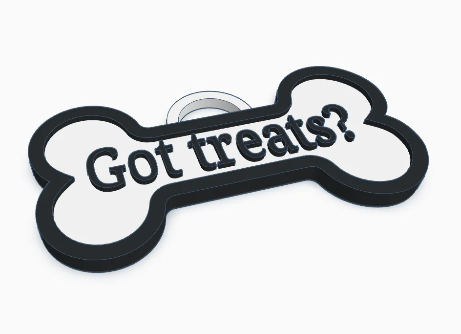 Thẻ chó hình xương với câu "got treats?