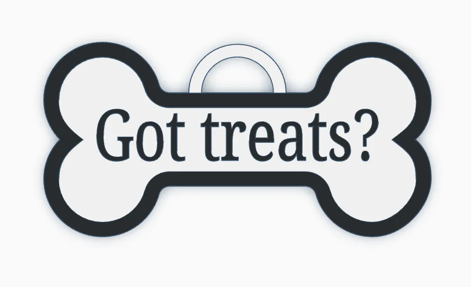 Thẻ chó hình xương với câu "got treats?