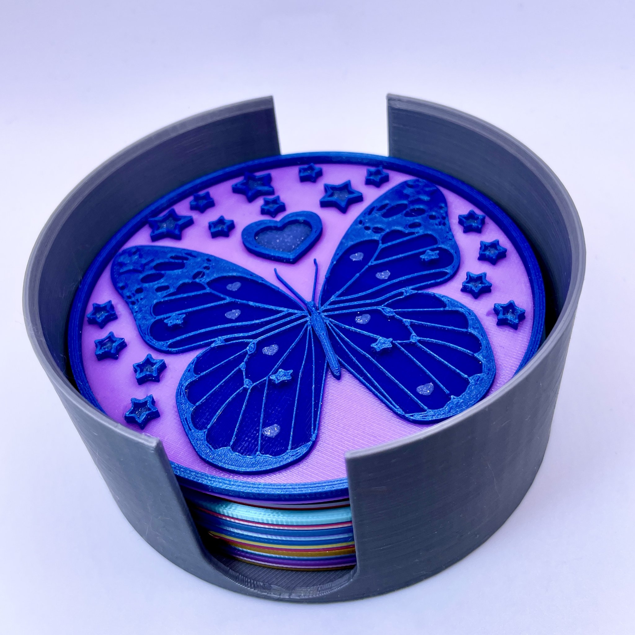 Giá đỡ lót ly 3D với thiết kế ngôi sao và bướm