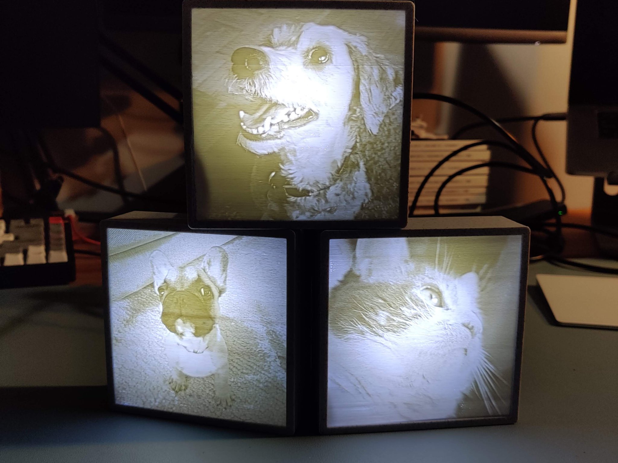 Hộp lithophane với đèn LED và cáp USB