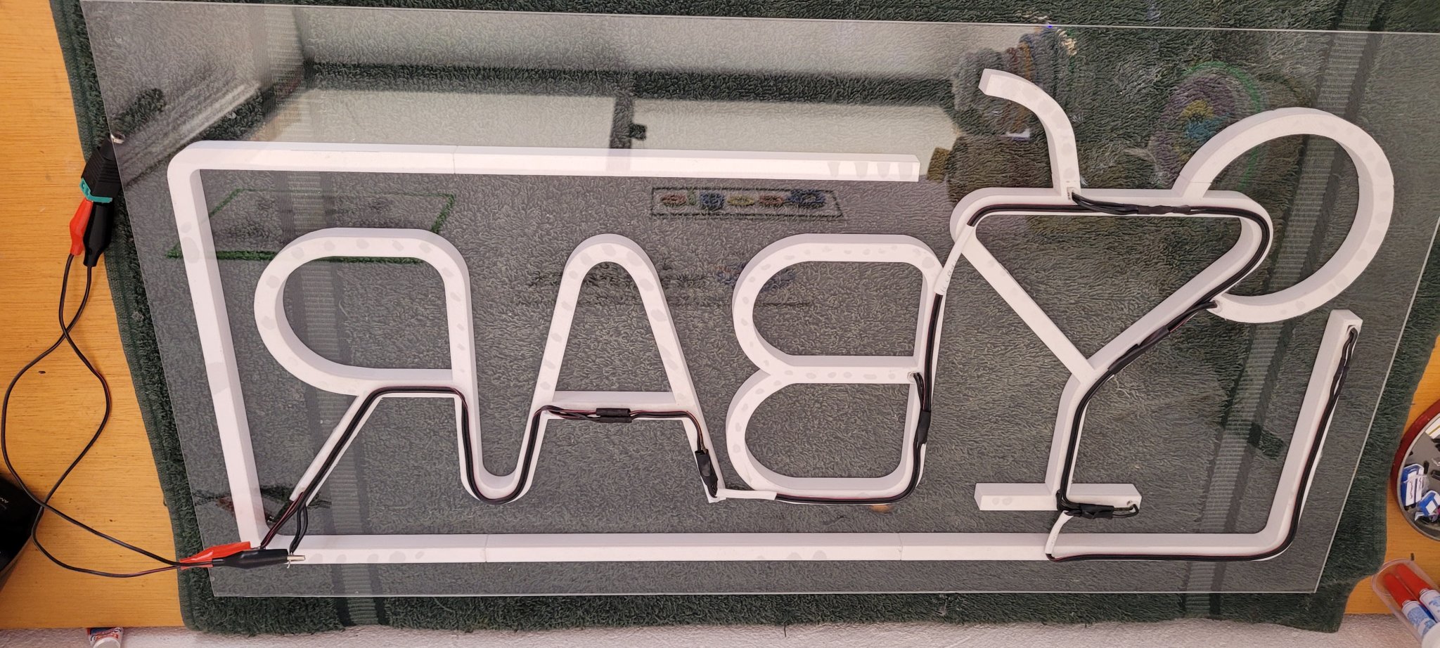 Biển hiệu BAR Led Neon lắp đặt trên acrylic trong suốt