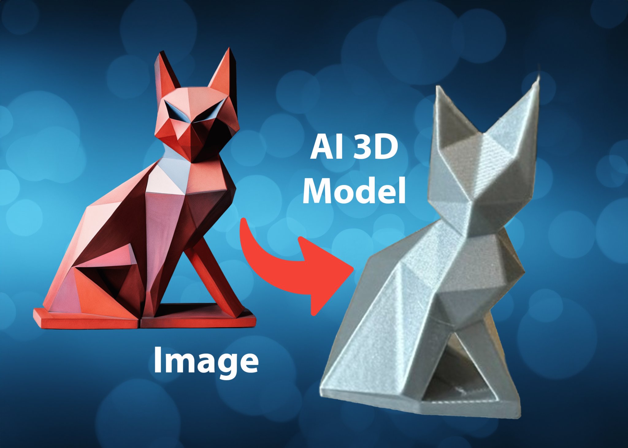 Điêu khắc mèo AI phong cách low poly Geocat