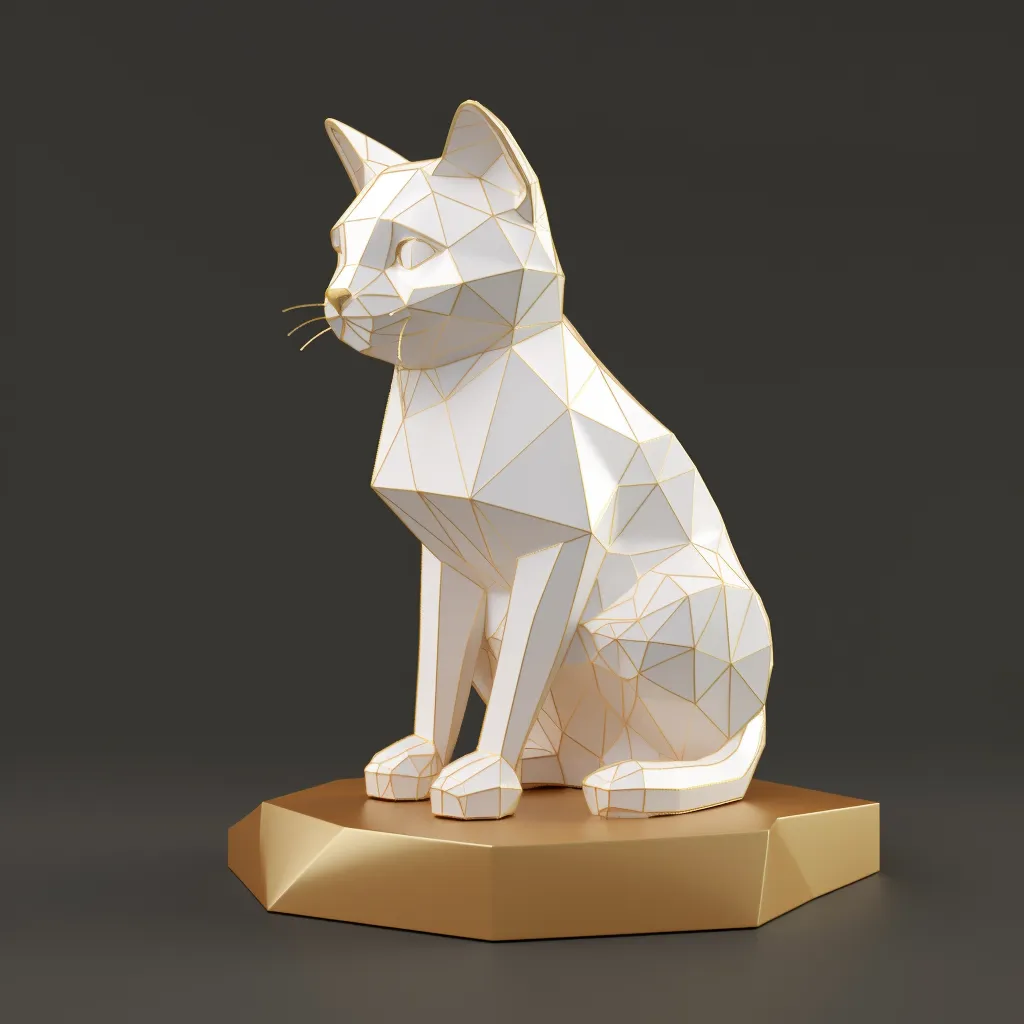 Mèo low-poly đơn giản tạo ra từ AI Kaedim