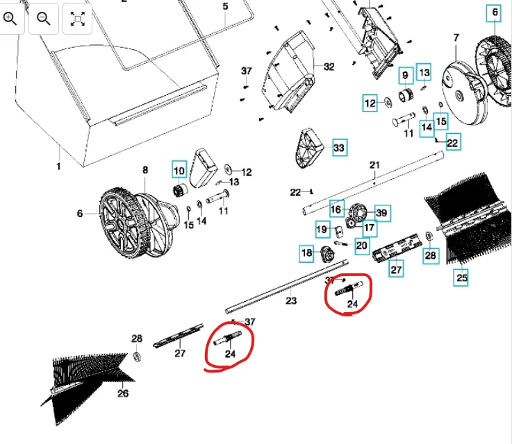 Trục cho bộ thu lá Gardena