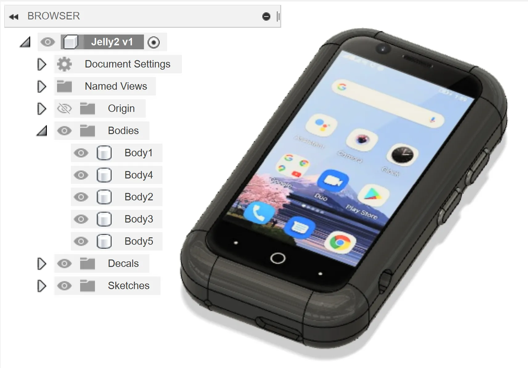 Mô hình điện thoại Jelly2 hỗ trợ dự án 3D
