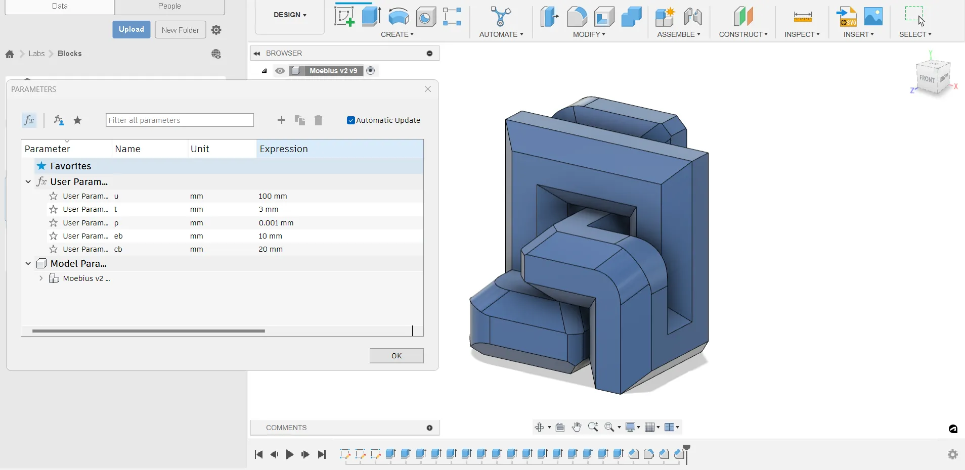 Khối lập phương Möbius tham số ba chiều
