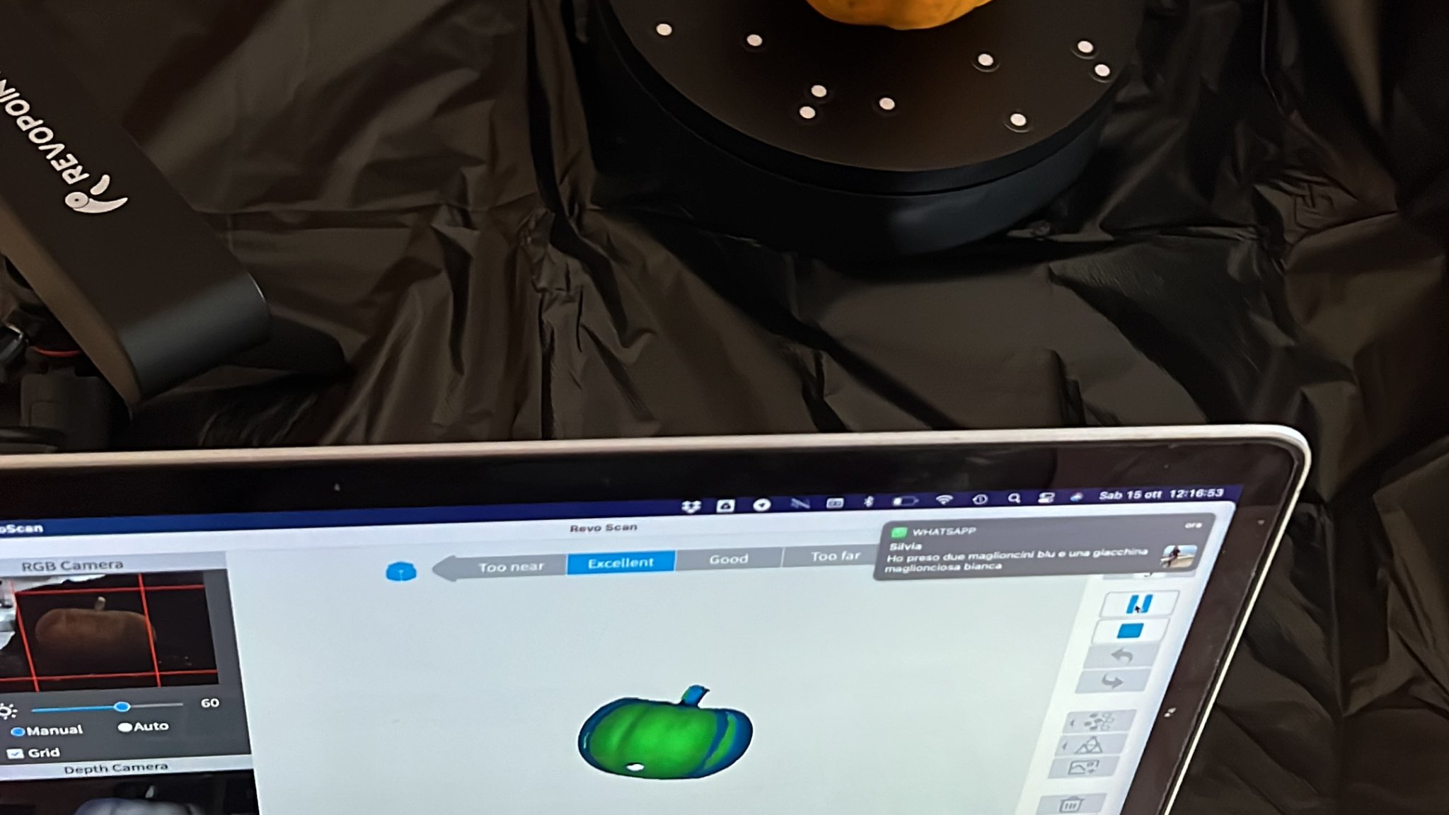 Quả bí ngô thật quét 3D bằng máy RevoPoint