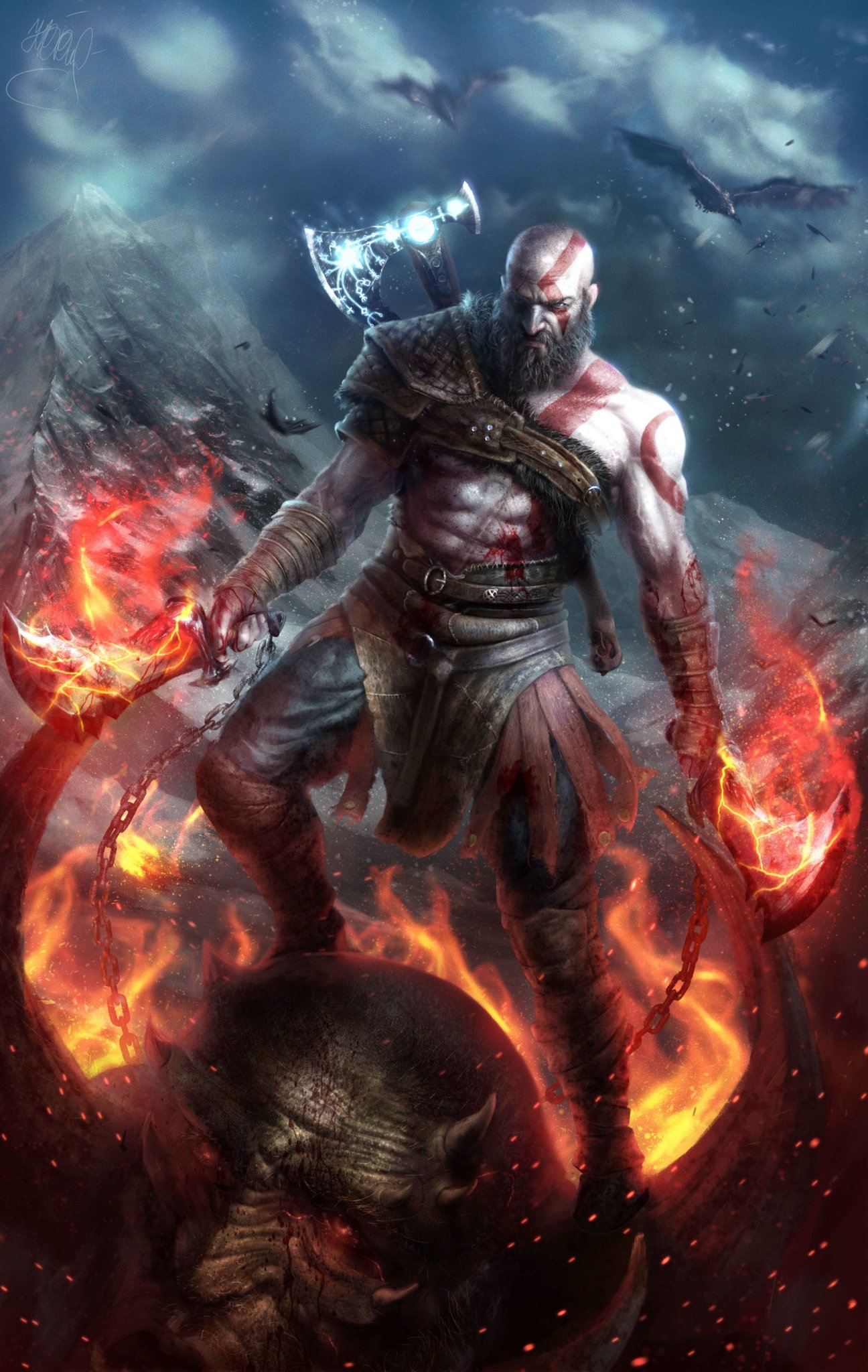 Mô hình Lithophane Kratos từ God Of War: Ragnarok