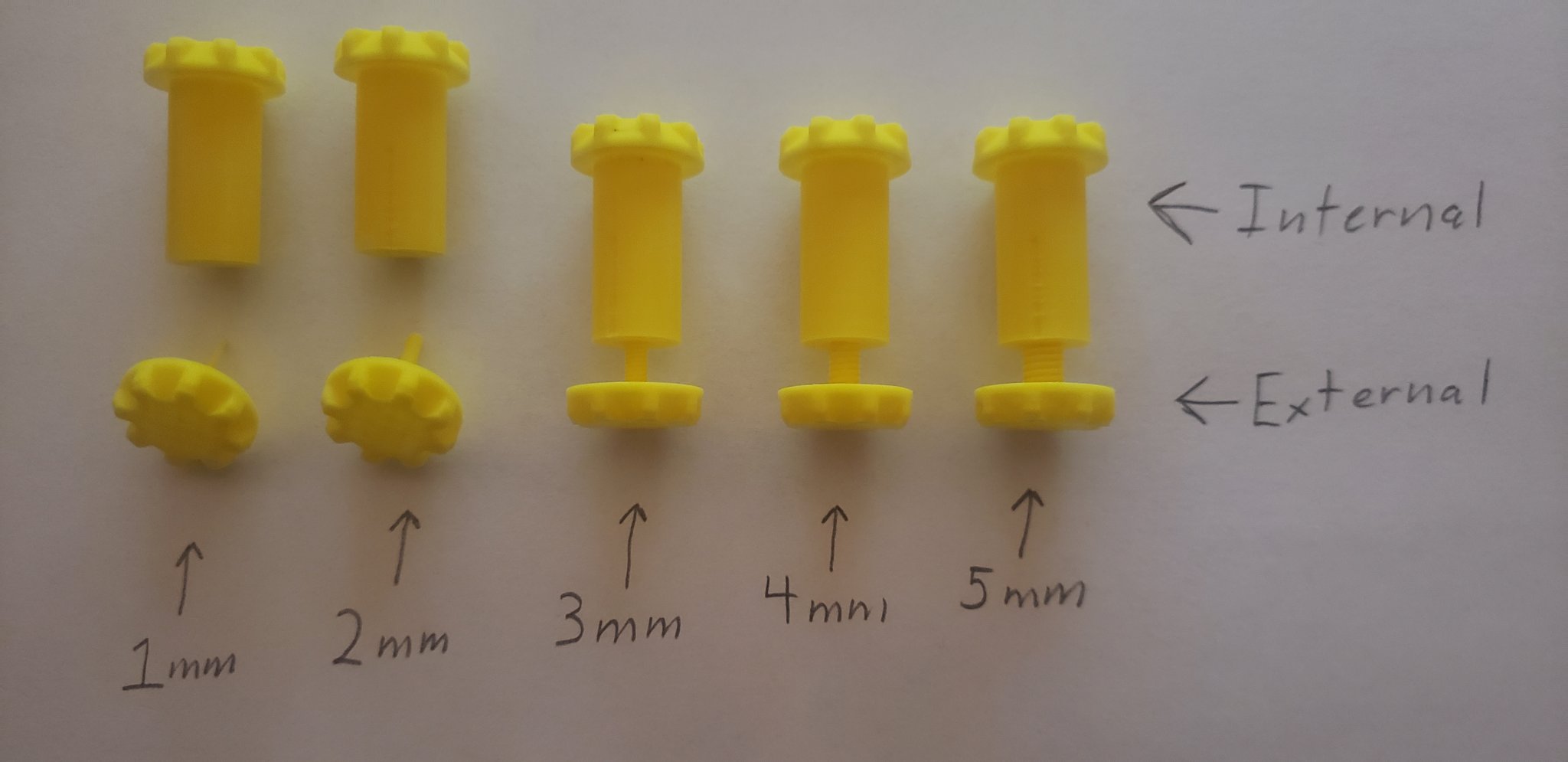 Bộ kiểm tra ren từ 5mm đến 1mm cho máy in 3D