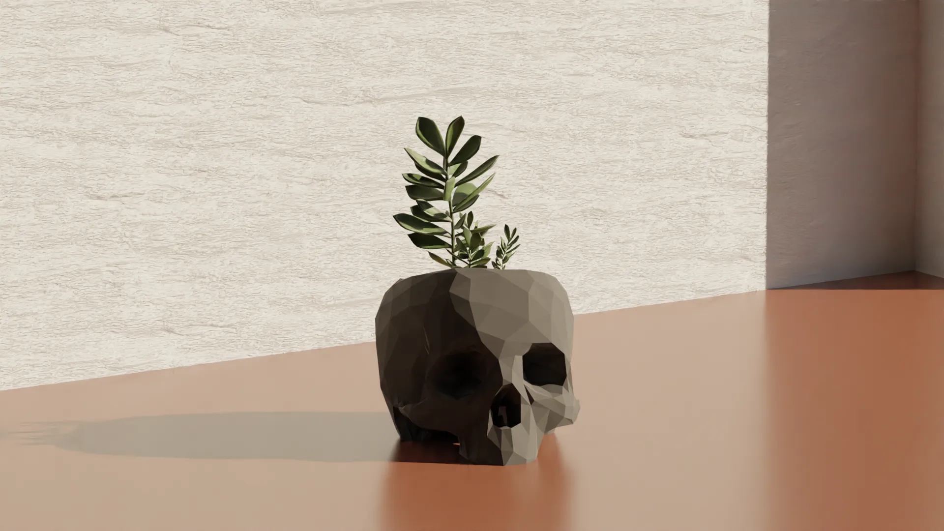 Giá đỡ bút hình đầu lâu phong cách low poly