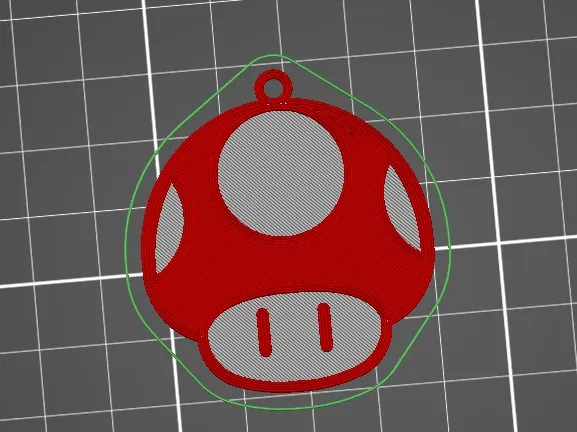 Móc khóa nấm Mario Bros in 3D hai màu