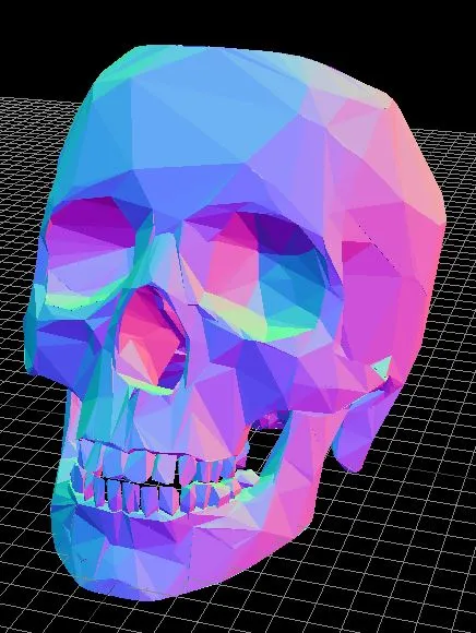 Giá đỡ bút hình đầu lâu poly thấp remix