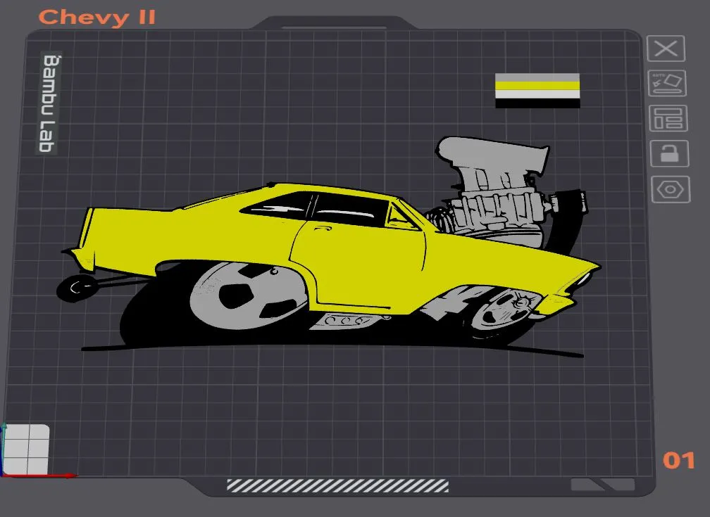 Mô hình Chevy II Nova cổ điển 2D treo tường