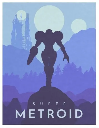 Poster lithophane tuyệt đẹp về Super Metroid Nintendo
