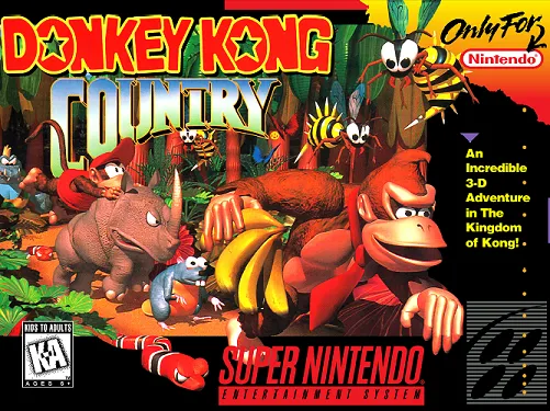 Bìa lithophane Donkey Kong Country trên SNES