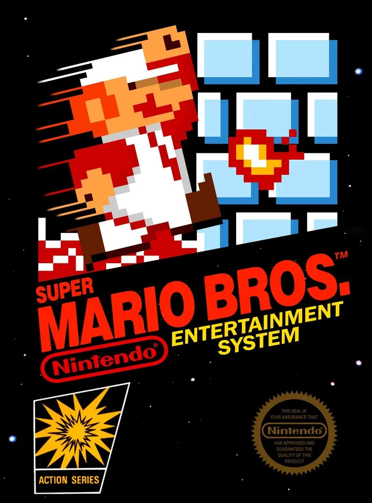 Vitrail Lithophane bìa game Super Mario Bros trên NES Nintendo