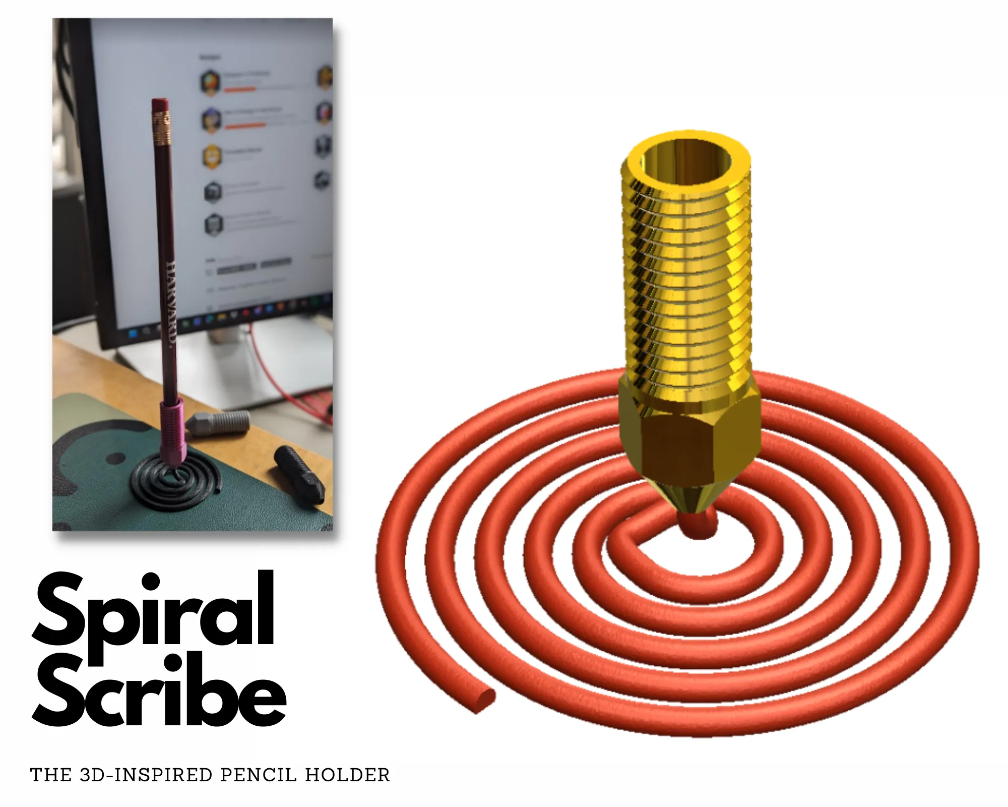 Giá đỡ bút chì xoắn ốc độc đáo cho bàn làm việc