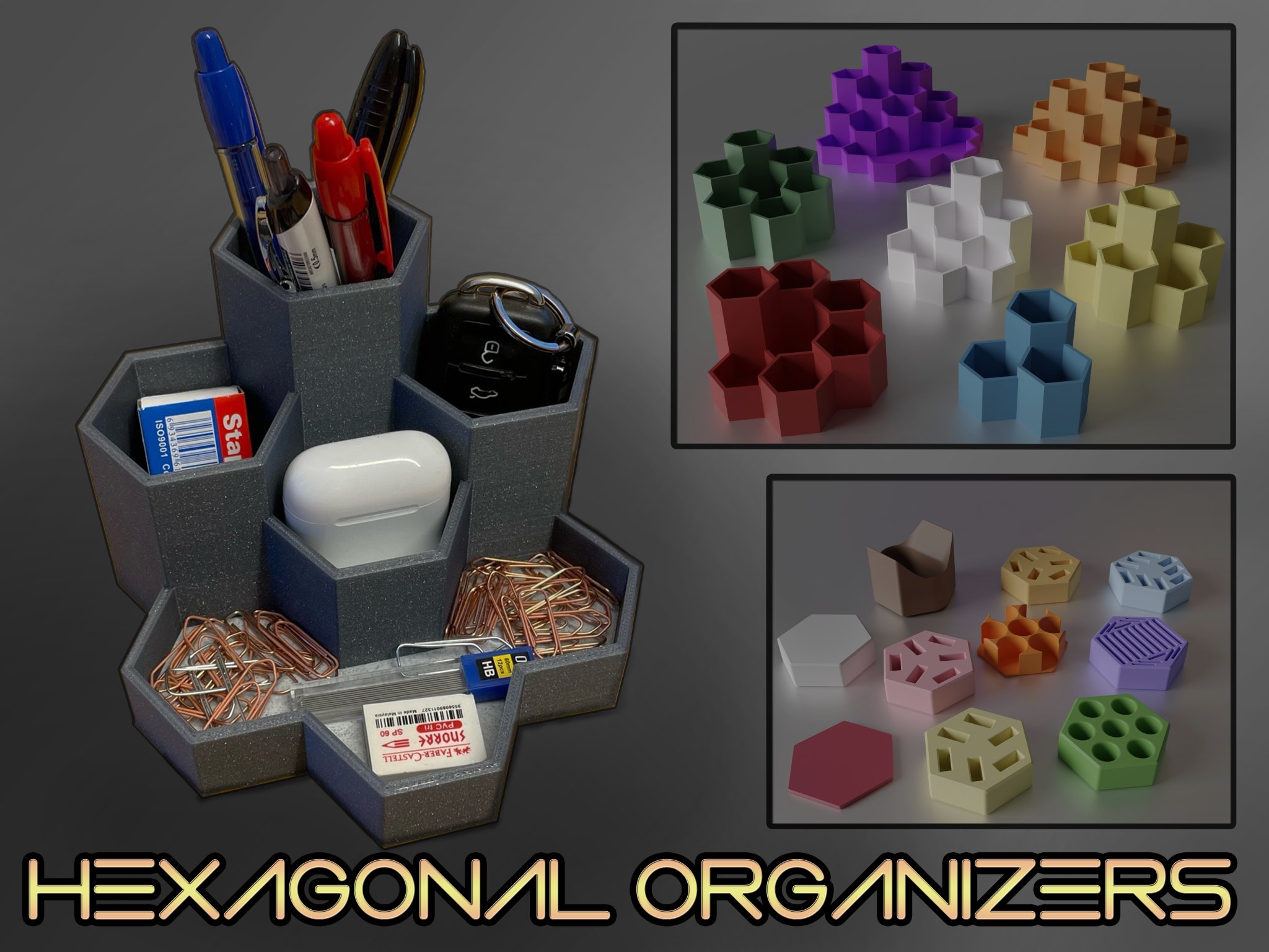 Bộ tổ chức hình lục giác 7 kích thước và 11 ngăn chứa