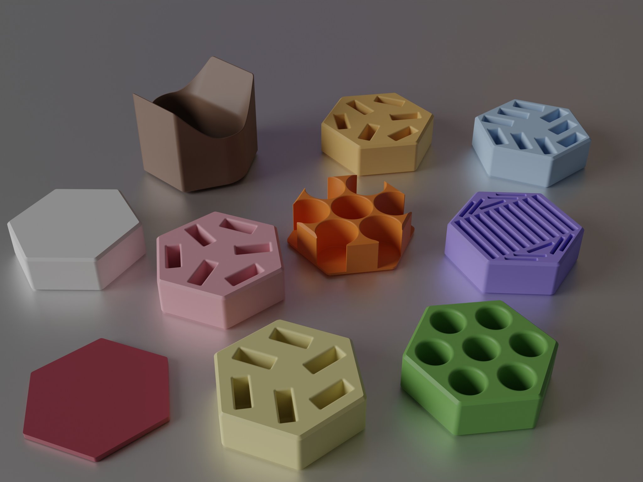 Bộ tổ chức hình lục giác 7 kích thước và 11 ngăn chứa