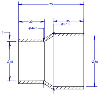 Bộ giảm áp ống hút Vac từ 2.5 inch xuống 1.875 inch