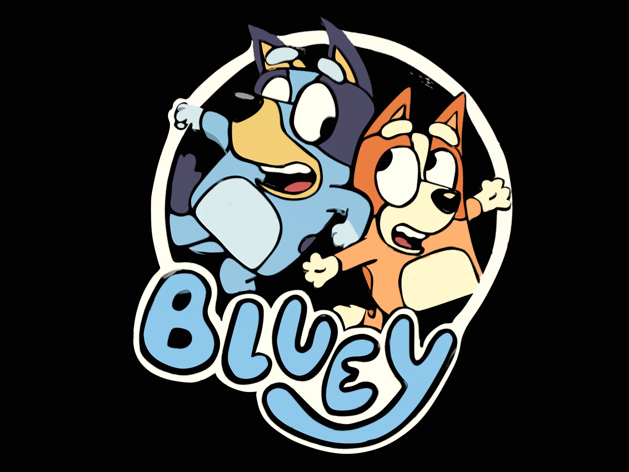 Mô hình lót ly chó Bluey và Bingo dễ thương trang trí tường