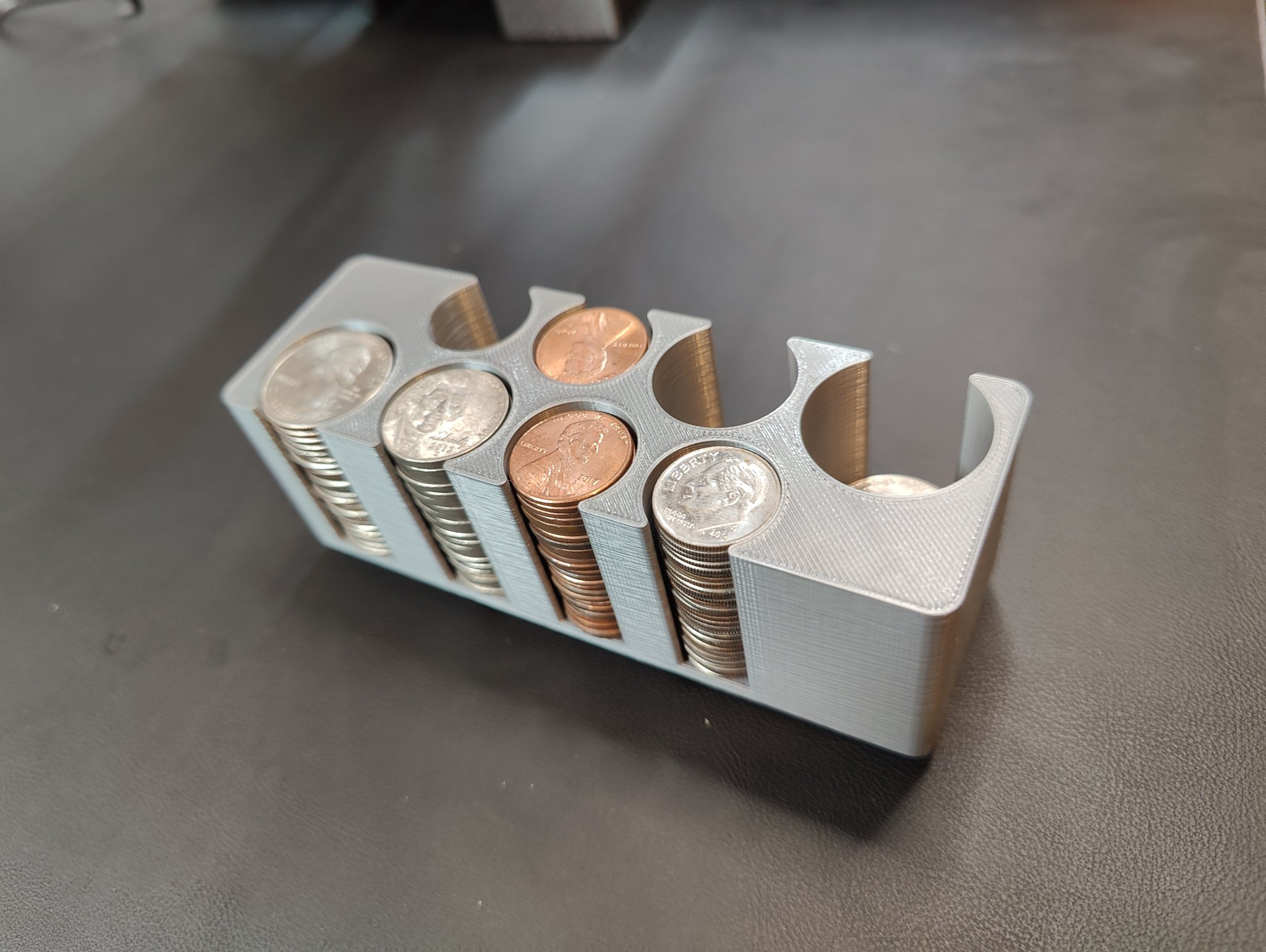 Giá đỡ tiền xu Gridfinity cho các đồng xu phổ biến của Mỹ