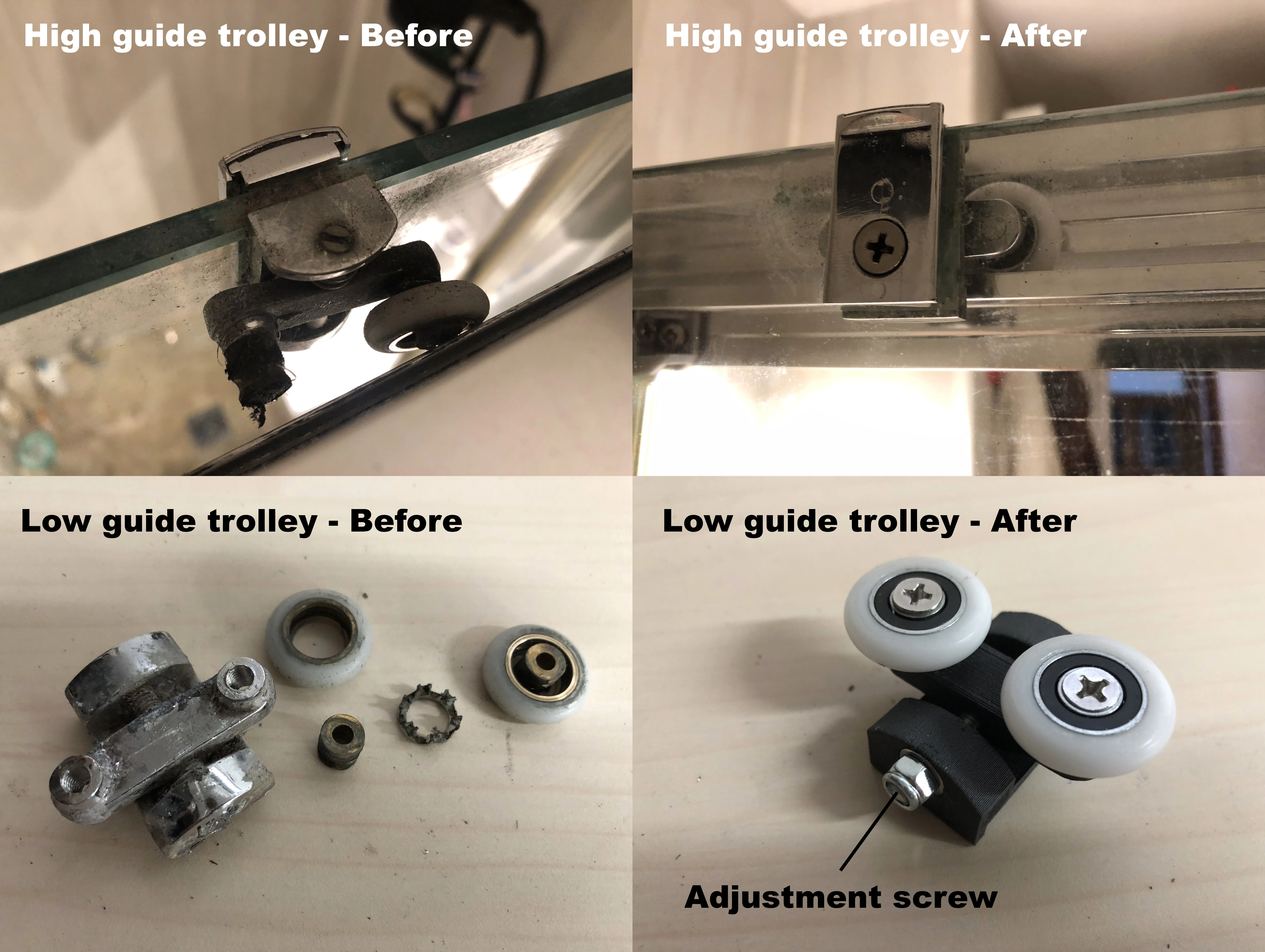 Bánh xe cửa tắm 23 mm - Phần dưới
