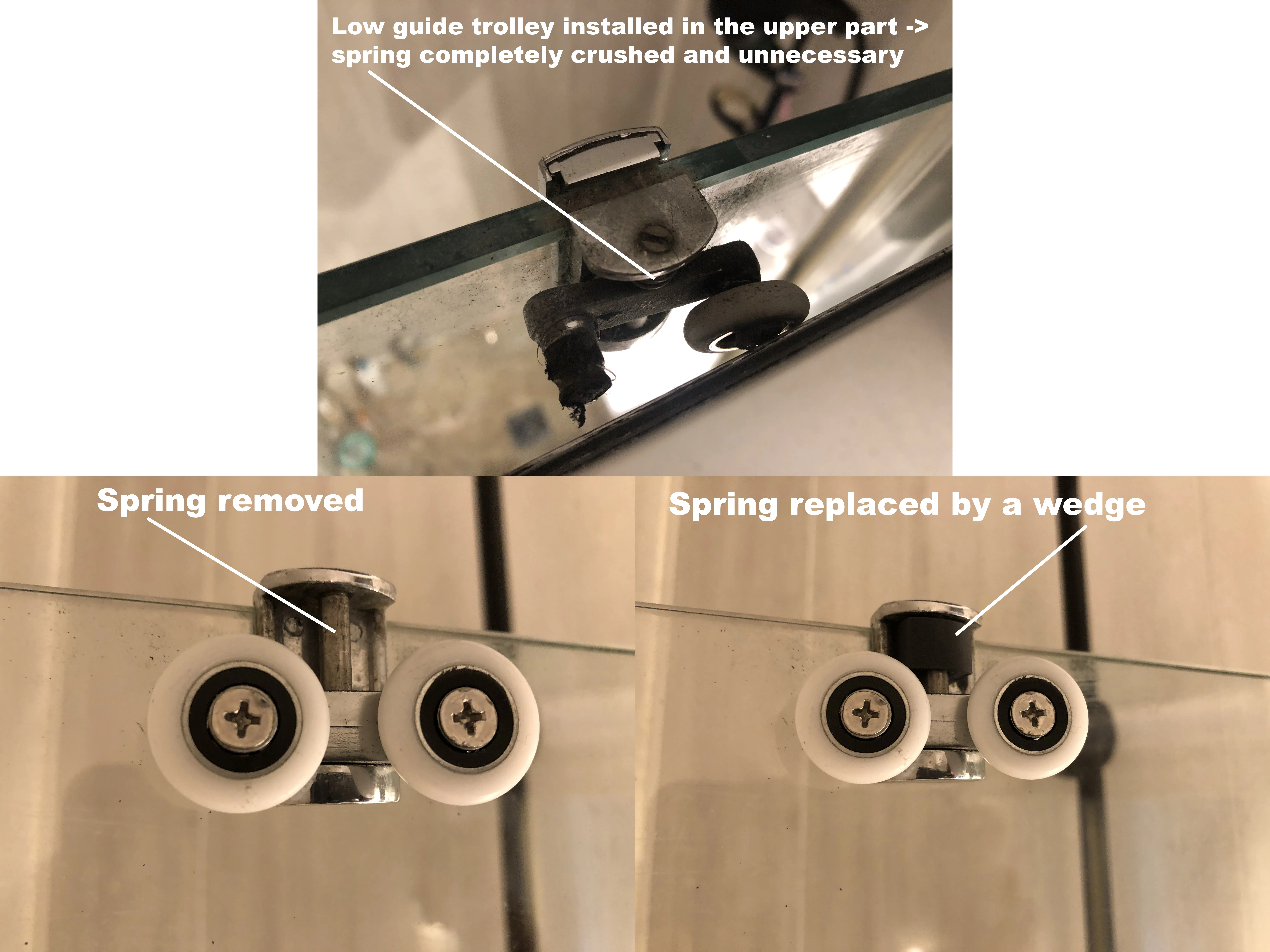 Bánh xe cửa tắm 23 mm - Phần dưới