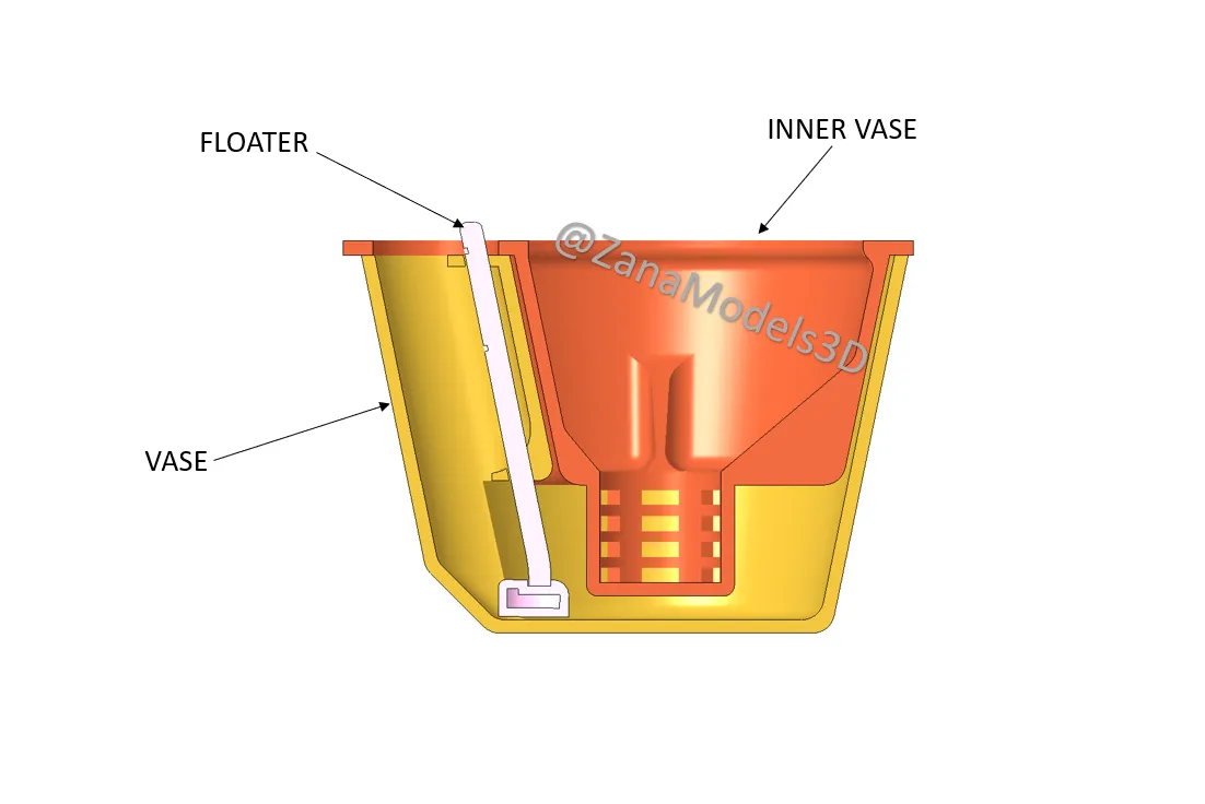 Chậu cây tự tưới nhỏ với chỉ báo mức nước