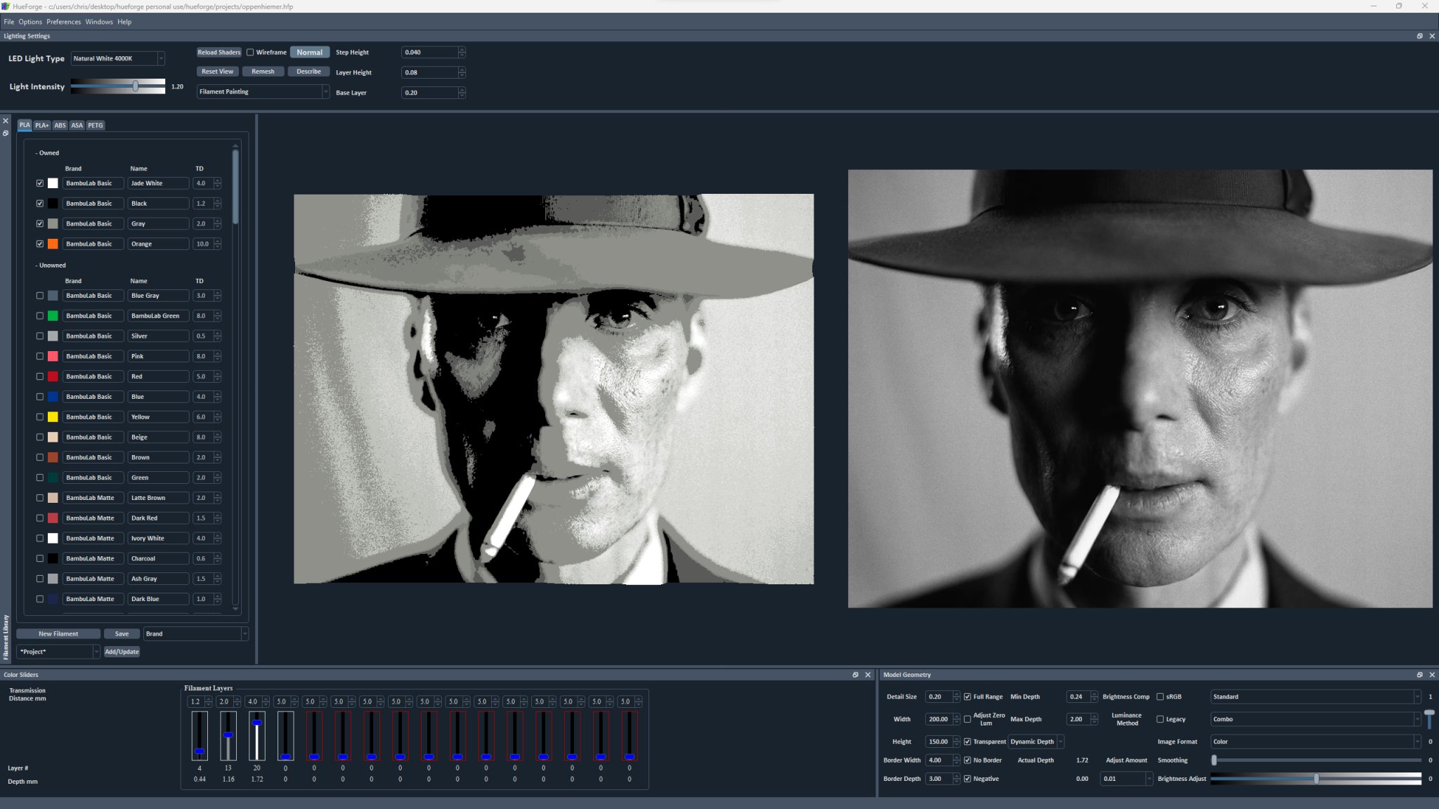 Tranh 3D Oppenheimer với 3 màu filament