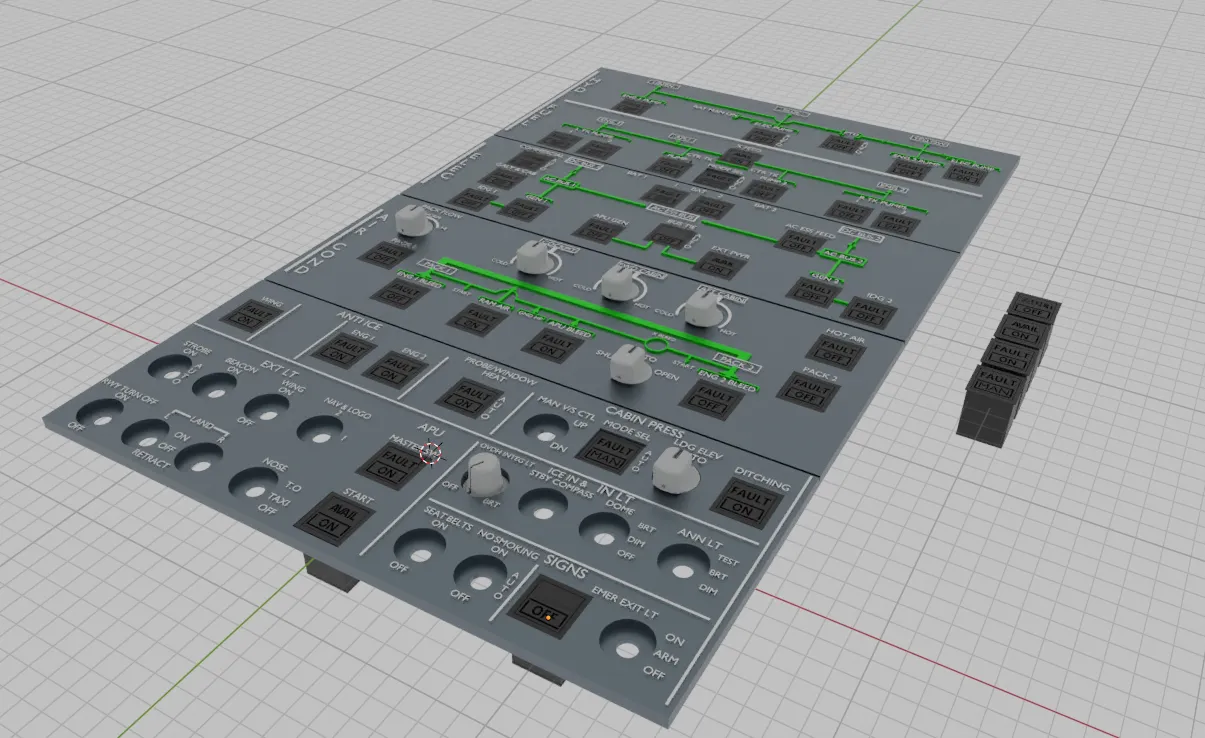 Bảng điều khiển trên cao A320 cho mô phỏng bay