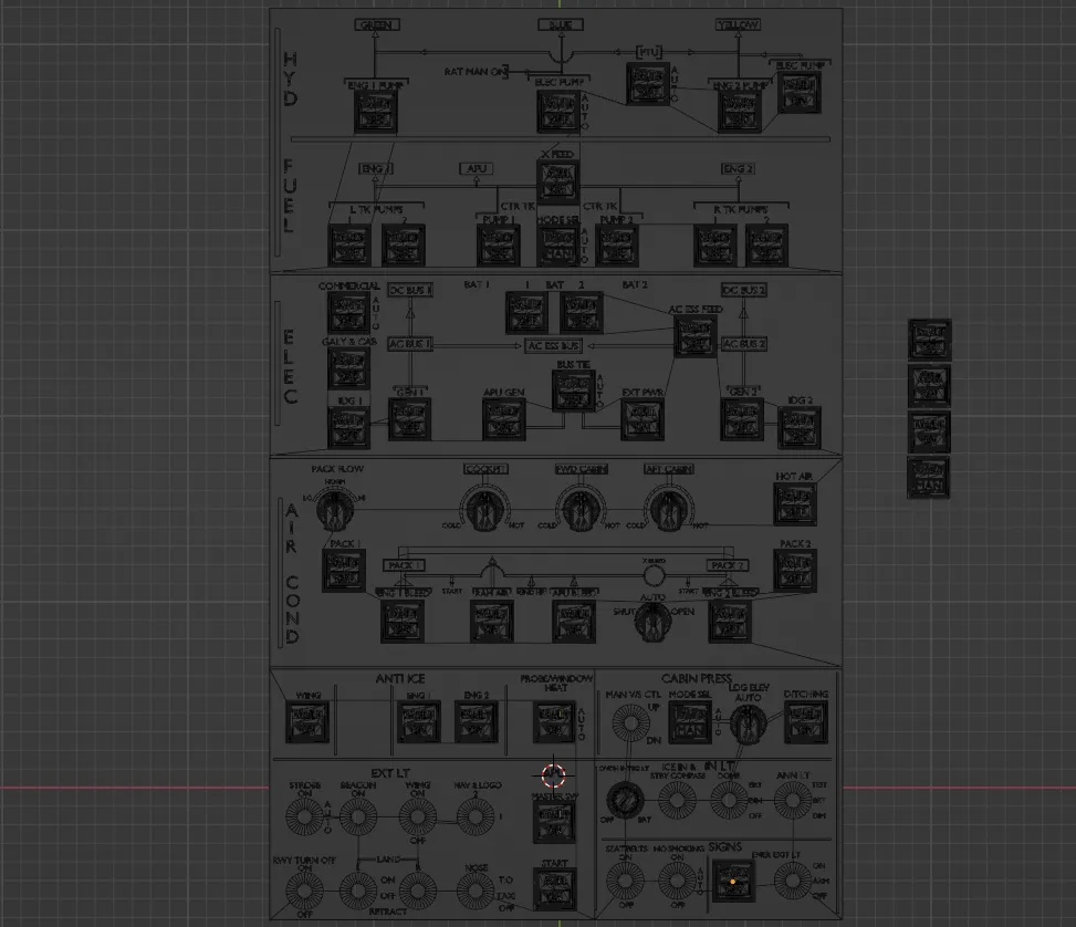 Bảng điều khiển trên cao A320 cho mô phỏng bay