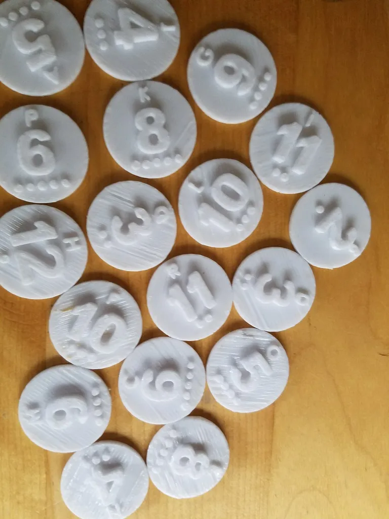 Chữ cái và số in nổi cho trò chơi Catan