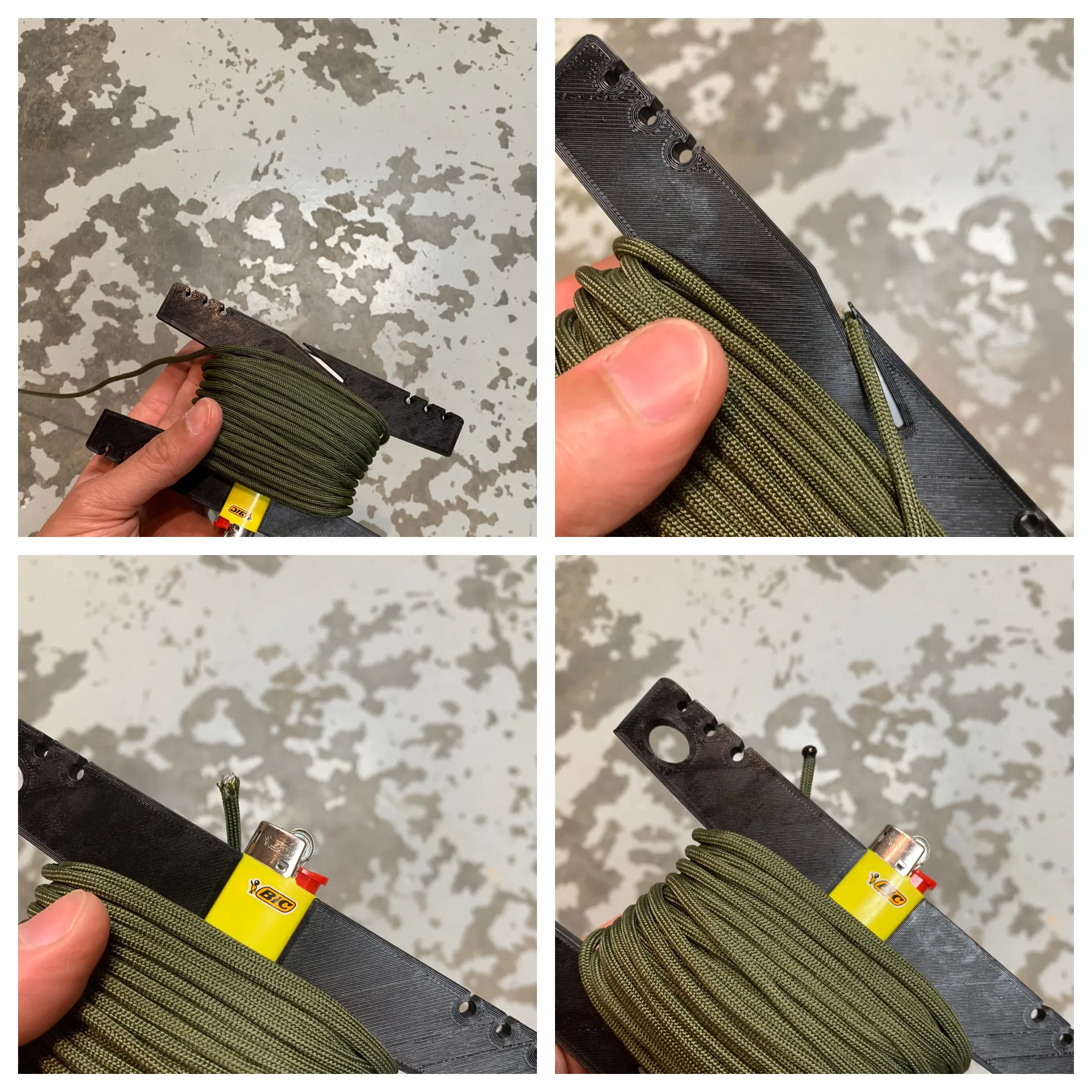 Giá đỡ dây với lưỡi dao và bật lửa mini Bic