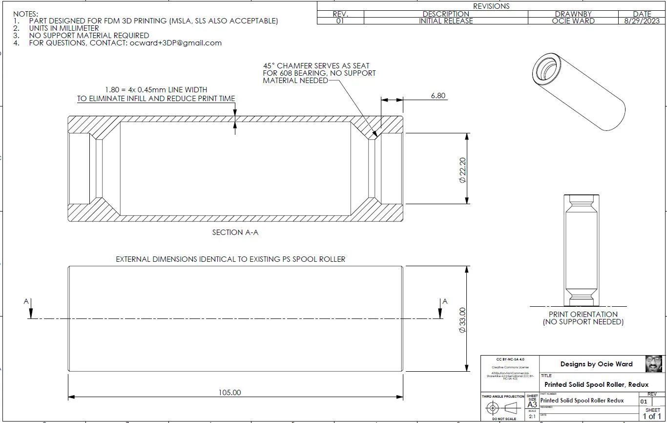 Bánh xe cuộn filament in 3D không cần hỗ trợ