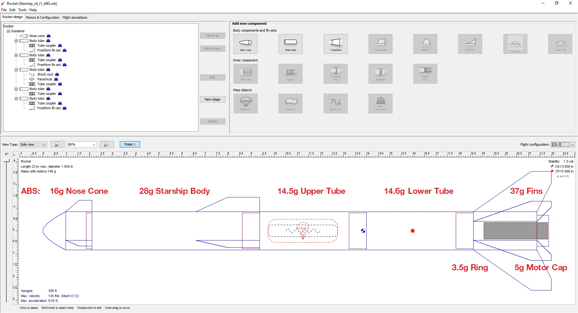 Tên lửa mô hình phong cách Starship v2