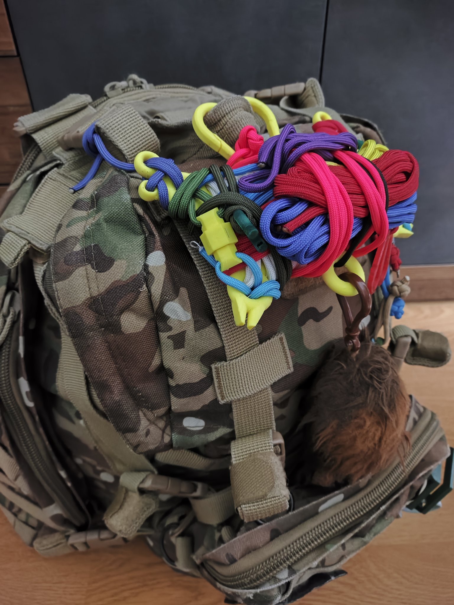 Cuộn dây Paracord với khóa carabiner và bộ căng dây