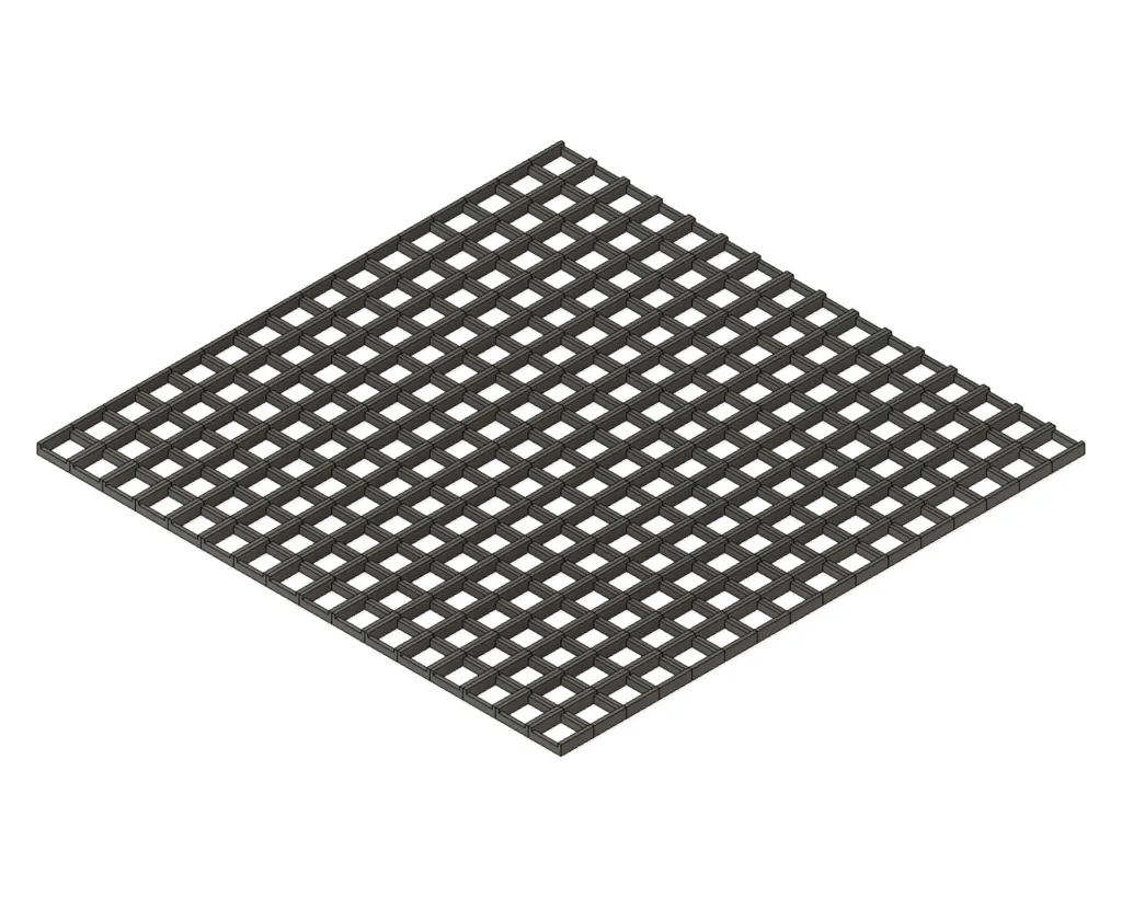 Mô hình lưới LED 16x16 với không gian cho linh kiện