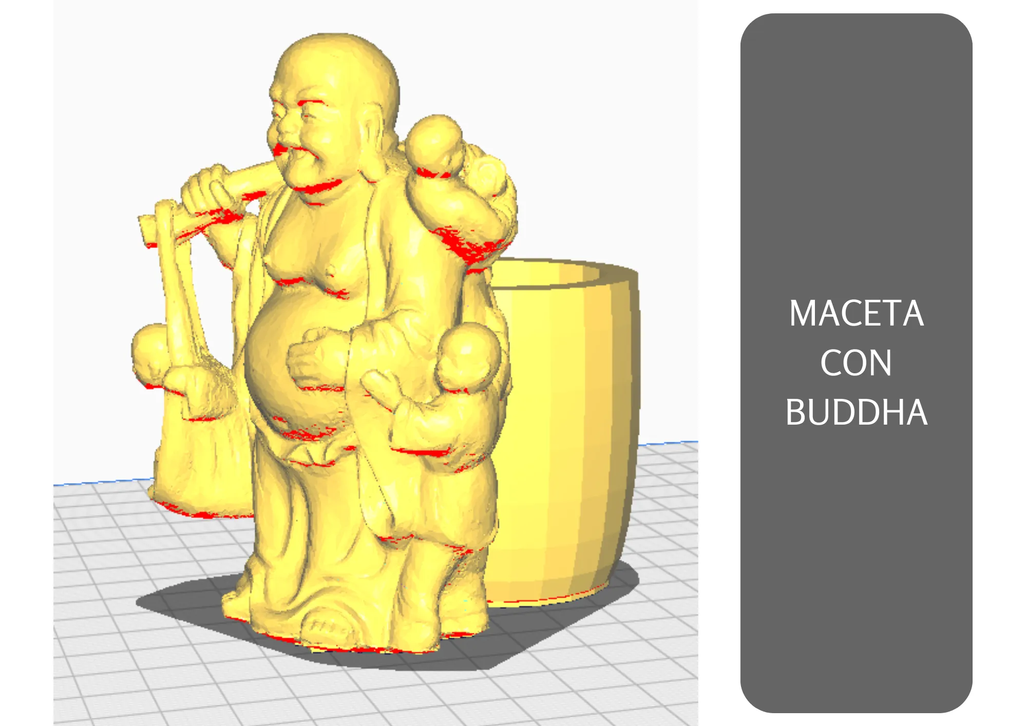 Chậu cây điêu khắc Phật Bụt tích hợp