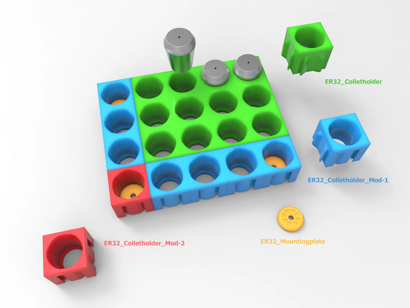 Giá đỡ collet ER32 mô-đun với đế lắp đặt