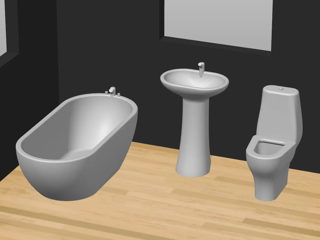 Bộ đồ dùng nhà tắm phong cách hiện đại cho búp bê 1:12